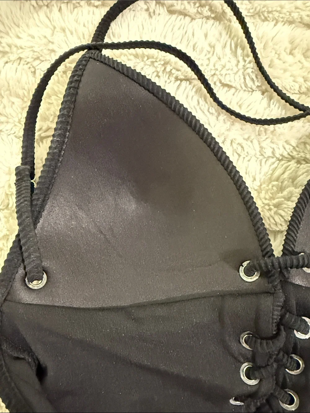 Black Lace-Up One-Piece Swimsuit